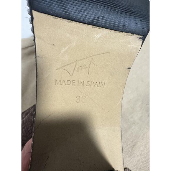 Toral Ankle Boots Womens Size 36 Snakeskin Zip Studded Block Heel Made in Spain - Picture 8 of 13